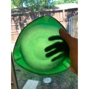 MCM Viking Glass Frosted Green Ashtray #1099